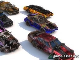 Pack Of 9 low poly game ready monster death race cars