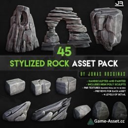 45 Stylized Rock Asset Pack Low-poly 3D model