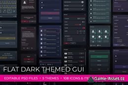 Flat Dark Themed GUI / UI Kit - over 600 PNG !