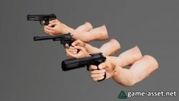 Animated FPS Loaded 3-Pistol Weapons Pack
