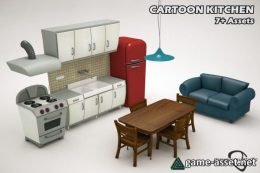 Cartoon Kitchen Bundle Low-poly 3D model