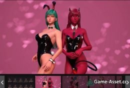 Cute Bunny and Devil Girl with Demon skin - Low Poly FPS Stylized Character