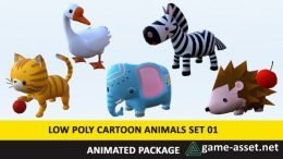 Cartoon Cute Animals Low Poly Pack - 01 AR VR Games Movies Low-poly 3D model