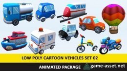 Animated Toy Cartoon Cute Vehicles Low Poly Pack - 02 AR VR Low-poly 3D model