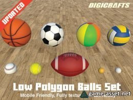 Low Polygon Sport Balls Set