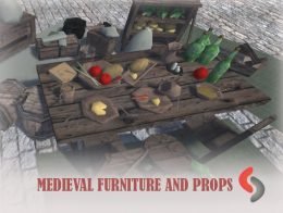 Low Poly Medieval Furniture and Props