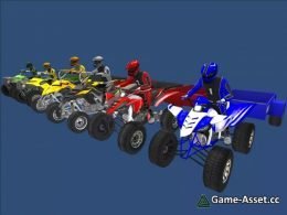 Low Poly Quad Bikes With Riders & Trailers