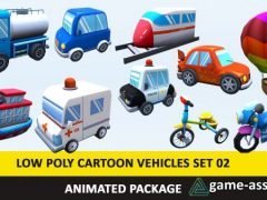 Animated Toy Cartoon Cute Vehicles Low Poly Pack - 02 AR VR Low-poly 3D model