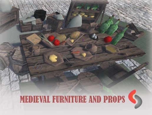 Low Poly Medieval Furniture and Props
