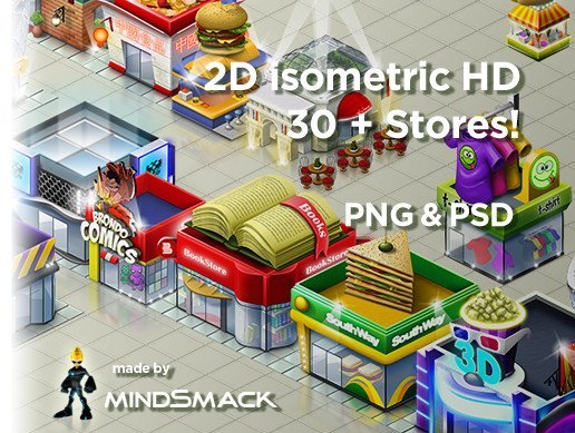 2D Isometric Store Buildings HD