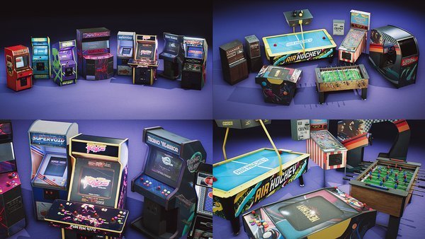 Arcade Machines Props COMBO PACK [UE4+Raw]