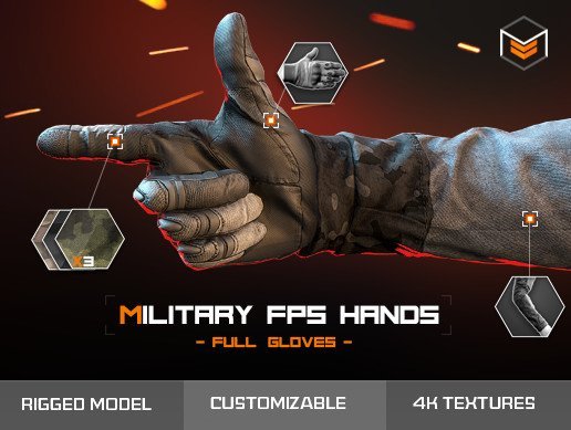 Military FPS Hands: Full gloves v1.0