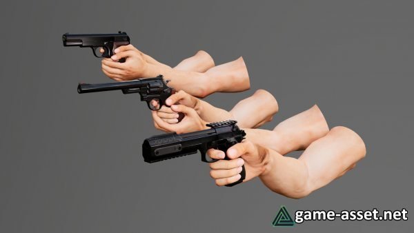 Animated FPS Loaded 3-Pistol Weapons Pack