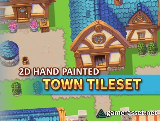 2D Hand Painted - Town Tileset