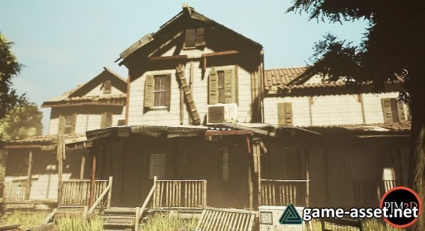 UE4 Abandoned wooden house modular V02Pro Updated 009 Low-poly 3D model