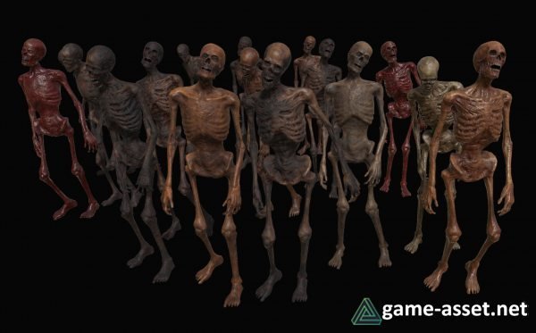 Skeleton Zombies Low-poly 3D model
