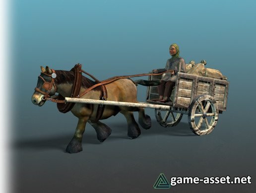 Horse - Cart Horse + Farmer