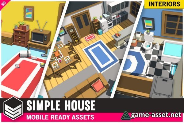 Simple House Interiors - Cartoon assets