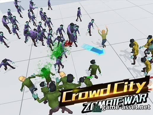 Crowd City Zombie Low Poly Casual Game Pack 3D Complete Template Kit(Mobile Friendly)