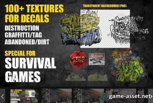 SURVIVAL GAME GRAFFITTI AND DIRT TEXTURE SET
