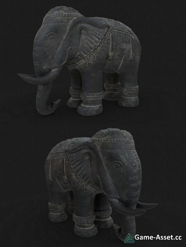 3D-Model - Ancient Elephant Statue