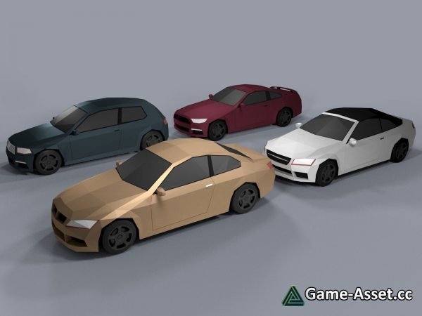 Low Poly Cartoon Cars Low-poly 3D models