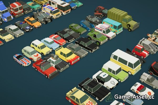 Cartoon Vehicles Full Pack - Low Poly Cars (80 Cars)