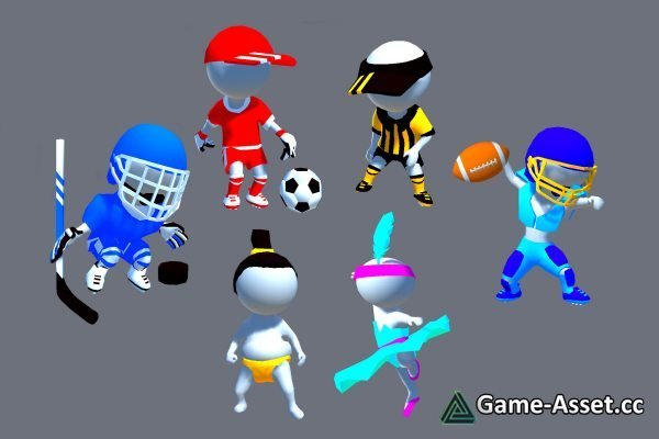 Hyper Casual Characters Stickman sphere head skins vol .1 sports