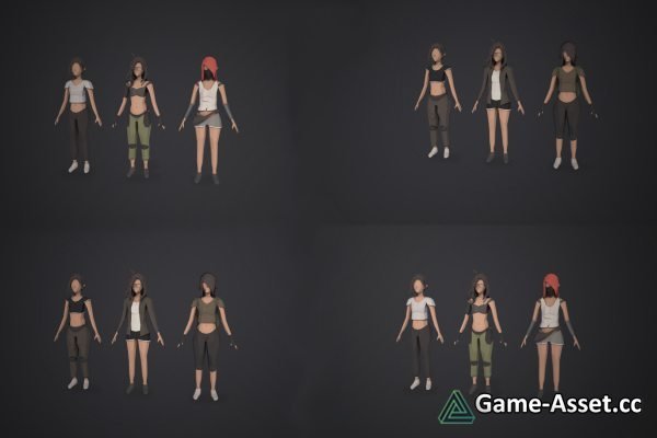 LOW POLY CHARACTERS CUSTOMIZABLE/MODULAR ( MALE AND FEMALE )