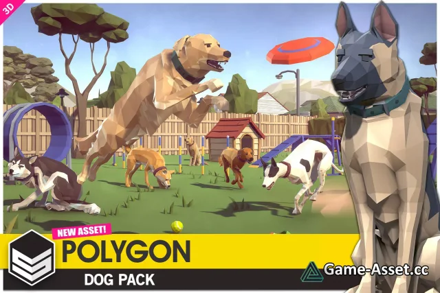 POLYGON - Dog Pack Low Poly 3D Art by Synty